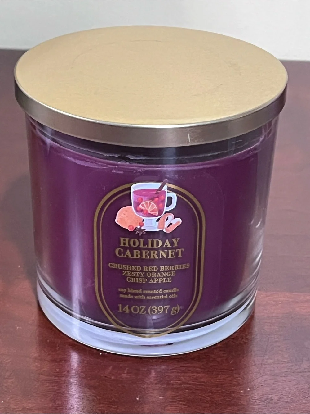 Sonoma Holiday Cabernet Candle - Purple & Gold